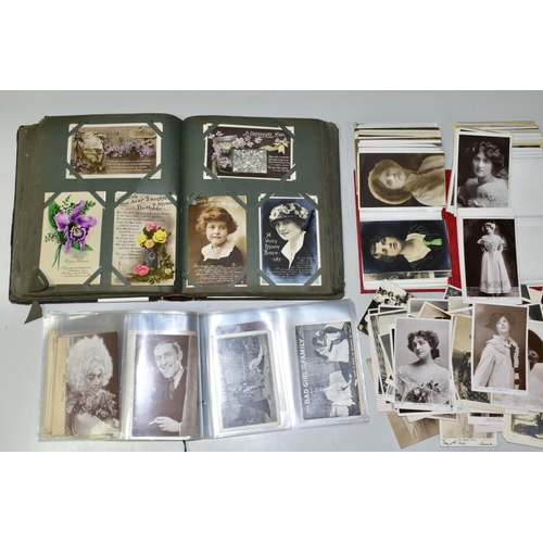 547 - EDWARDIAN POSTCARDS/GREETINGS CARDS, a collection of early 20th Century actors and actresses, mainly... 