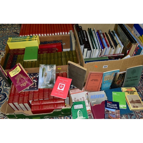 554 - BOOKS, four boxes of miscellaneous titles to include fourteen volumes of The Greatest Masterpieces o... 