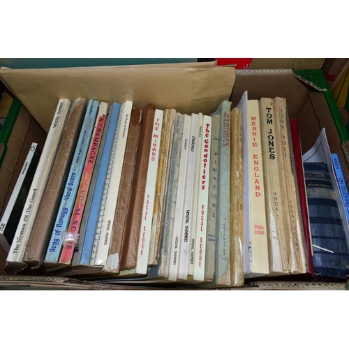 556 - BOOKS, five boxes of miscellaneous titles to include music scores, household and domestic, food and ... 