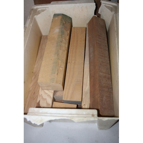 1054 - THREE TRAYS OF HARDWOOD TURNING BLANKS  including Walnut, Mahogany, Ash, etc