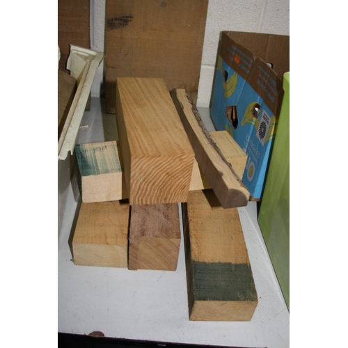 1054 - THREE TRAYS OF HARDWOOD TURNING BLANKS  including Walnut, Mahogany, Ash, etc