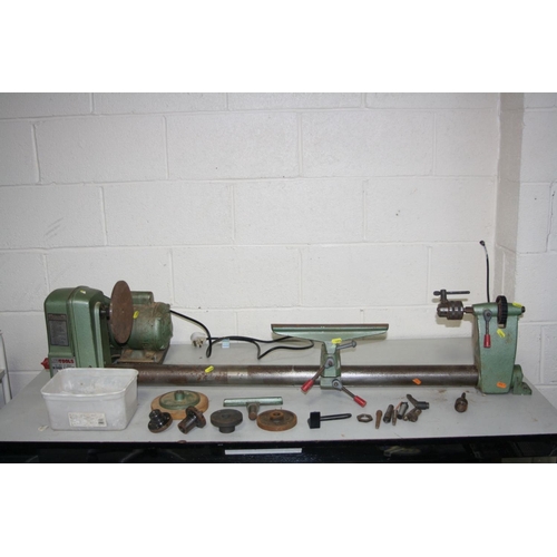 1058 - A VINTAGE NU TOOL NWL37 WOOD LATHE  240 volt total length 135cm with various attachments (PAT pass b... 