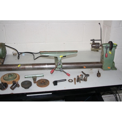 1058 - A VINTAGE NU TOOL NWL37 WOOD LATHE  240 volt total length 135cm with various attachments (PAT pass b... 