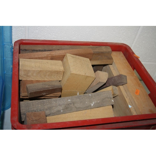 1068 - TWO TRAYS CONTAINING HARDWOOD TURNING BLANKS including Oak , Mahogany, Walnut etc (2)