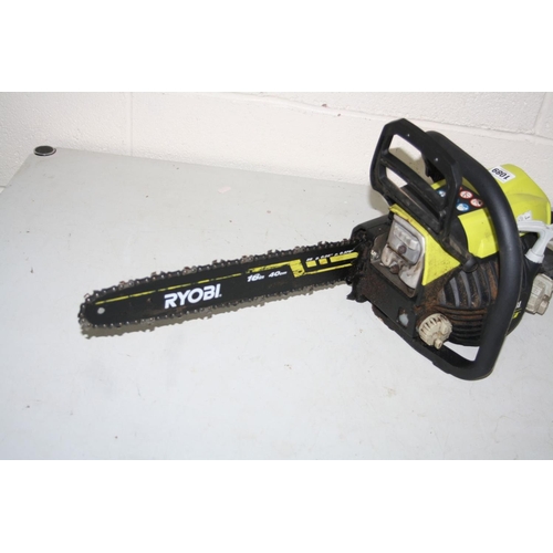 1089 - A RYOBI POWRXT PETROL CHAIN SAW with a 40cm cut (engine pulls freely but hasn't been started)