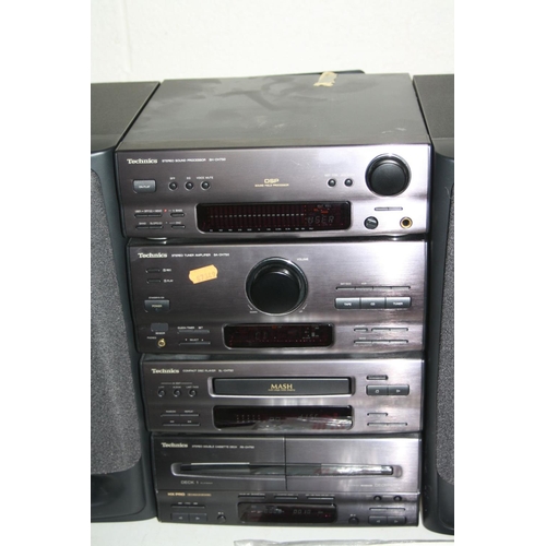 1095 - A TECHNICS SH-CH750 MIDI HI FI with tuner, amp, dual tape ,CD players and matching speakers (PAT pas... 