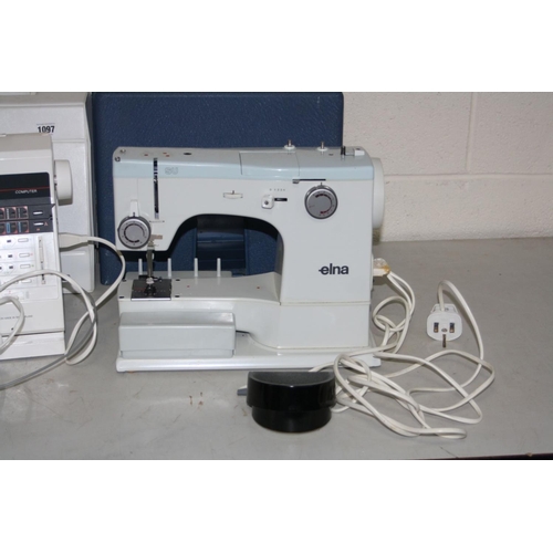 1097 - TWO ELNA SEWING MACHINES including a 6000 Computer with cover, accessories, pedal etc and a SU with ... 