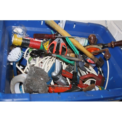 1110 - TWO TRAYS CONTAINING HANDTOOLS including braces, dressing tools, marking and mortice gauges, mallets... 