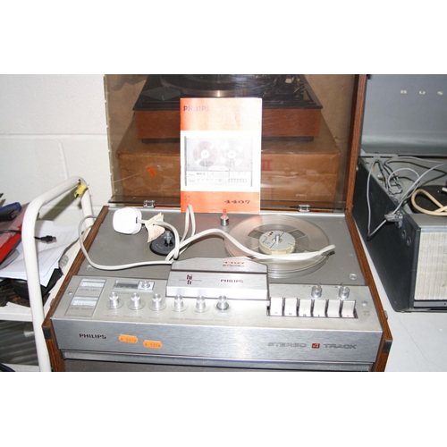 1129 - A COLLECTION OF VINTAGE HI FI AND VISUAL EQUIPMENT including a Philips 4407 reel to reel player, a P... 