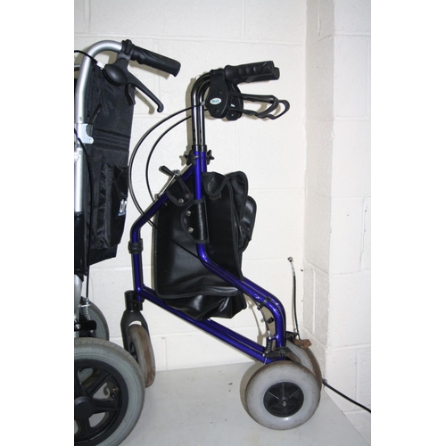 1184 - A DRIVE MEDICAL FOLDING WHEELCHAIR with footrests and a Days Disability walker (2)