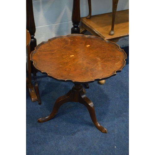 1218 - A QUANTITY OF OCCASIONAL FURNITURE, to include a reproduction walnut circular dish top tripod, occas... 