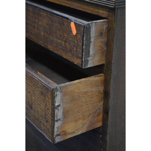 1334 - AN EARLY 20TH CENTURY OAK CHEST OF TWO OVER FOUR LONG DRAWERS, long secret frieze drawer, brass swan... 