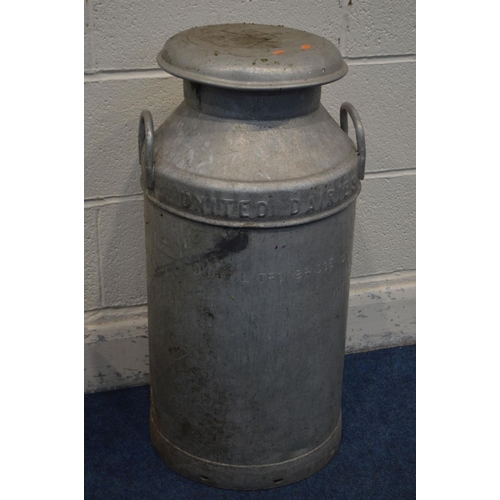 1338 - A GALVANISED MILK CHURN and an aluminium milk churn (2)