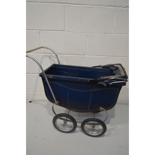 1397 - A DISTRESSED TRI-ANG BLUE FINISH DOLLS PRAM