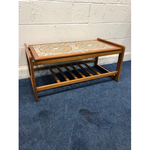 1398 - A TEAK TILE TOP COFFEE TABLE