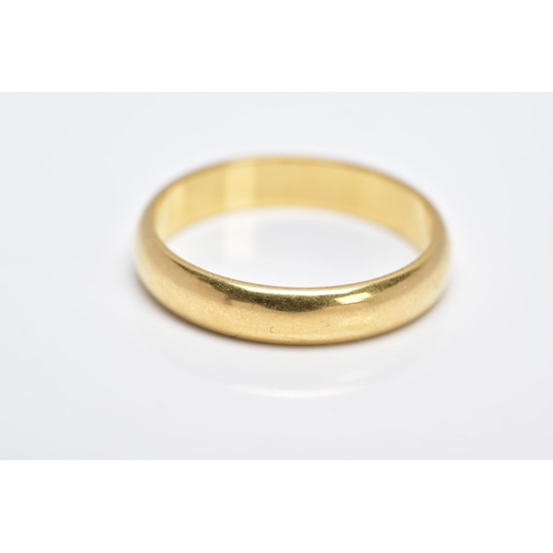 14 - AN 18CT GOLD BAND, of a plain polished design, hallmarked 18ct gold London, ring size P, approximate... 