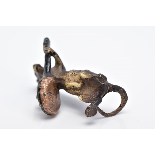 25 - A BERGMAN BRONZE SCULPTURE OF A RAT PLAYING A BANJO, painted bronze figure approximate height 4.5cm,... 