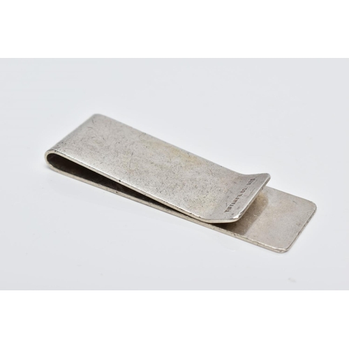 30 - A SILVER MONEY CLIP, of a plain polished design, signed 'Tiffany & Co 925', hallmarked London silver... 