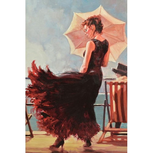 303 - MARK SPAIN (BRITISH CONTEMPORARY) 'DANCING ON THE DECK' an artist proof print 1/20, a female figure ... 