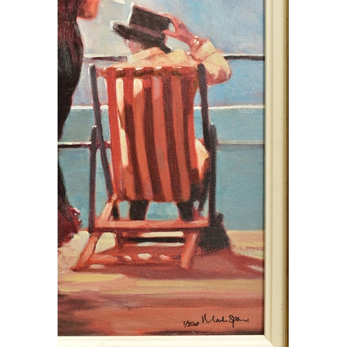 303 - MARK SPAIN (BRITISH CONTEMPORARY) 'DANCING ON THE DECK' an artist proof print 1/20, a female figure ... 