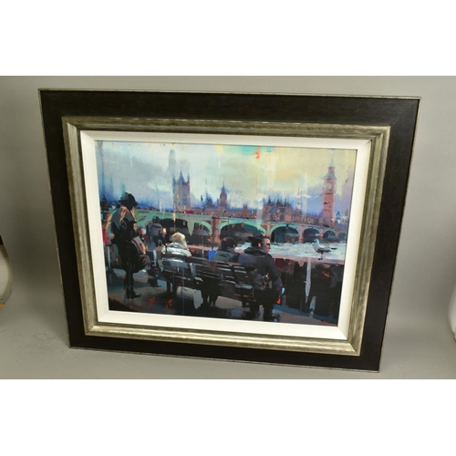 307 - CHRISTIAN HOOK (BRITISH 1971) 'EMBANKMENT' a limited print of a London cityscape 10/195, signed bott... 