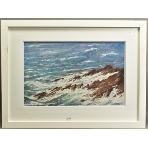 310 - JAMES BARTHOLOMEW (BRITISH CONTEMPORARY) 'OFF THE POINT KYNE' a coastal seascape, waves flowing over... 