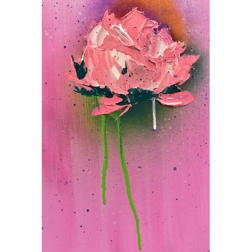 317 - CLARE SYKES (BRITISH 1972) 'WALLPAPER OF VINTAGE PINKS' pink rose heads against a pink backdrop, sig... 