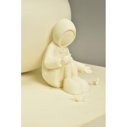 323 - MACKENZIE THORPE (BRITISH 1956) 'FEED THE BIRDS' a limited edition Parian sculpture of a boy leaning... 