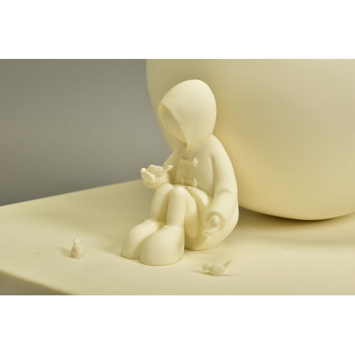 323 - MACKENZIE THORPE (BRITISH 1956) 'FEED THE BIRDS' a limited edition Parian sculpture of a boy leaning... 