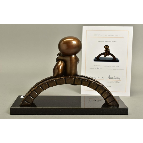 325 - DOUG HYDE (BRITISH 1972) 'WATCHING THE WORLD GO BY' a limited edition bronze sculpture of a boy with... 