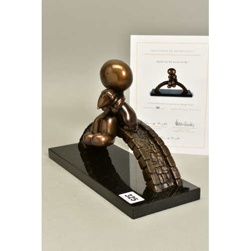 325 - DOUG HYDE (BRITISH 1972) 'WATCHING THE WORLD GO BY' a limited edition bronze sculpture of a boy with... 