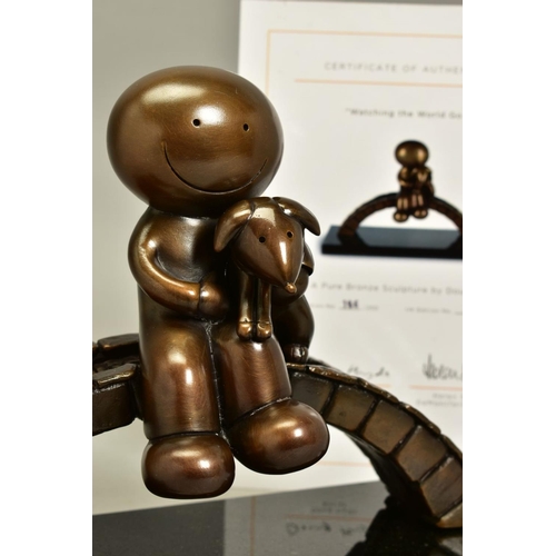 325 - DOUG HYDE (BRITISH 1972) 'WATCHING THE WORLD GO BY' a limited edition bronze sculpture of a boy with... 