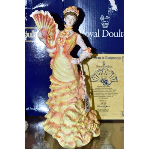 332 - FIVE BOXED ROYAL DOULTON FIGURES, comprising limited edition 'Le Bal' HN3702, No 1821/5000, with cer... 