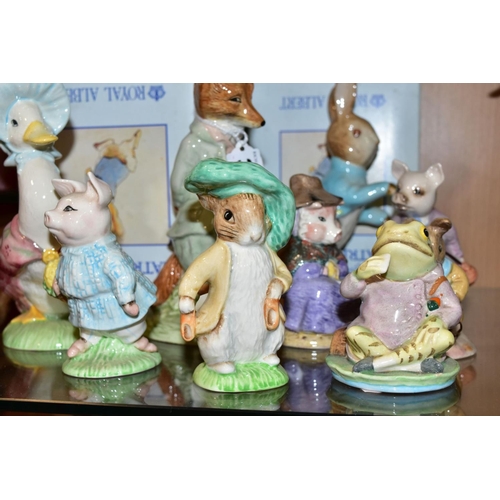 339 - NINE ROYAL ALBERT BEATRIX POTTER FIGURES, comprising large 'Fox Whiskered Gentleman' P3450, boxed 'P... 