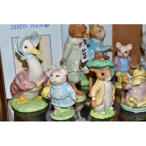 339 - NINE ROYAL ALBERT BEATRIX POTTER FIGURES, comprising large 'Fox Whiskered Gentleman' P3450, boxed 'P... 