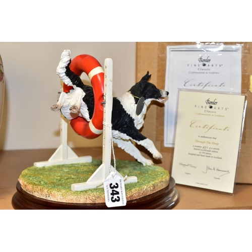 343 - A BOXED LIMITED EDITION BORDER FINE ARTS CLASSIC SCULPTURE, 'Through the Hoop' (Border Collie) B0953... 