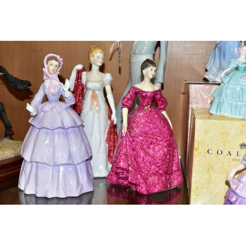 346 - EIGHT VARIOUS FIGURINES, comprising three Royal Doulton 'Panorama' HN3028 (Reflections), height 31.5... 