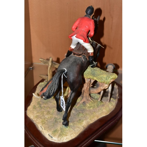 347 - A LIMITED EDITION  BORDER FINE ARTS SCULPTURE, 'Halloa Away' (Jumping Hunstman and three hounds), L1... 