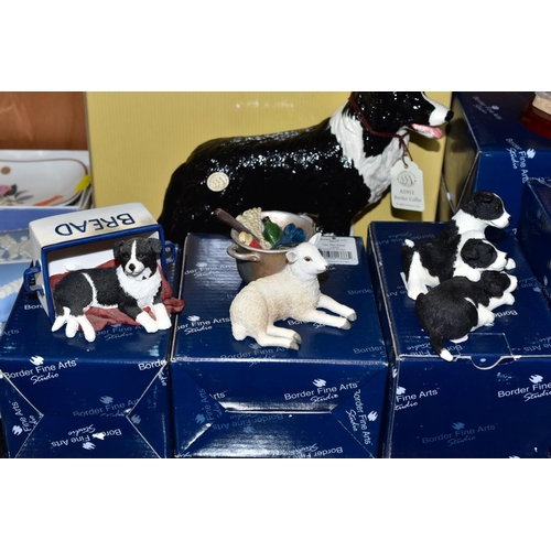 357 - FIVE BOXED BORDER FINE ARTS STUDIO SCULPTURES, comprising Border Collie, seated style four, A2087 an... 