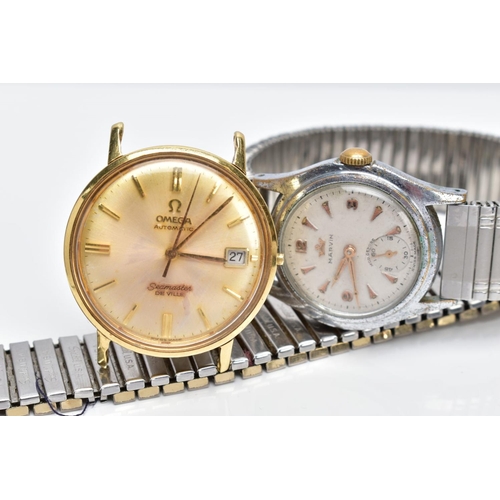 36 - TWO GENTS WRISTWATCHES, to include an Omega Seamaster, circular gold tone dial signed 'Omega automat... 