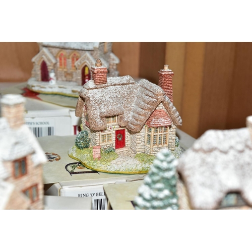 365 - SEVENTEEN LILLIPUT LANE SNOW COVERED SCULPTURES, fifteen with boxes, all with deeds, comprising thre... 