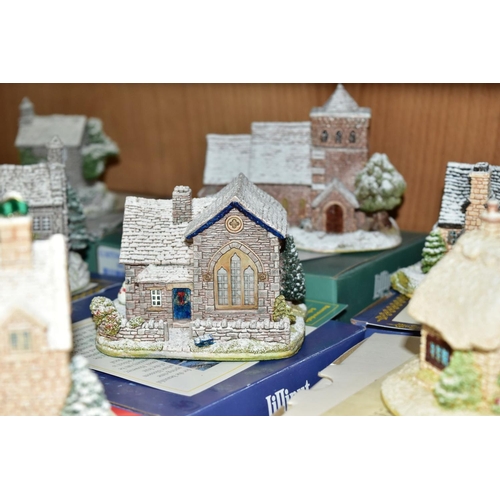 365 - SEVENTEEN LILLIPUT LANE SNOW COVERED SCULPTURES, fifteen with boxes, all with deeds, comprising thre... 