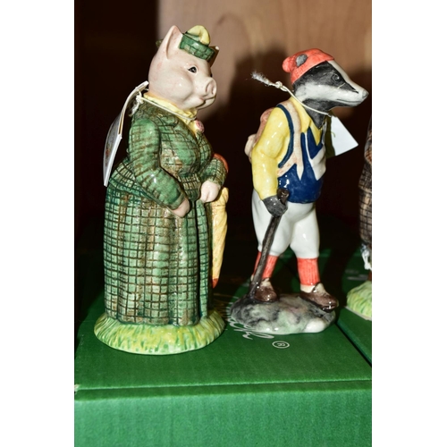 370 - FOUR BOXED BESWICK ENGLISH COUNTRY FOLK FIGURES, 'Fisherman Otter' ECF2, 'Gentlemen Pig' ECF4, 'Hike... 