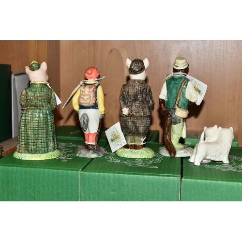 370 - FOUR BOXED BESWICK ENGLISH COUNTRY FOLK FIGURES, 'Fisherman Otter' ECF2, 'Gentlemen Pig' ECF4, 'Hike... 