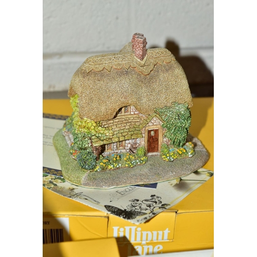 371 - EIGHT BOXED LILLIPUT LANE SCULPTURES, all with deeds, 'Kerry Lodge' (Christmas Collection) with leaf... 