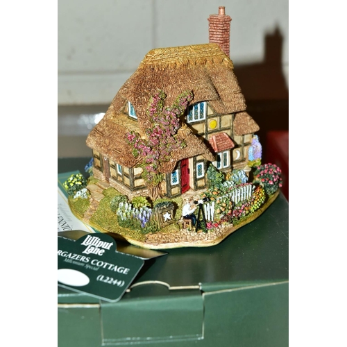 371 - EIGHT BOXED LILLIPUT LANE SCULPTURES, all with deeds, 'Kerry Lodge' (Christmas Collection) with leaf... 