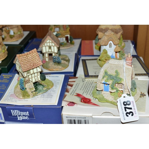 378 - FIFTEEN BOXED LILLIPUT LANE COLLECTORS FREE GIFT/SYMBOL MEMBERSHIP SCULPTURES, all with deeds, 'Pett... 