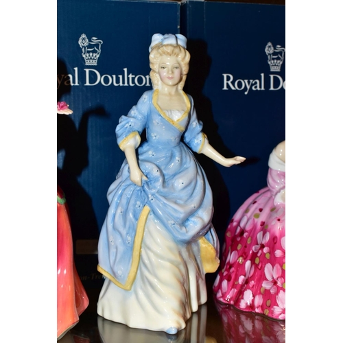 382 - FIVE BOXED ROYAL DOULTON FIGURES, 'Loyal Friend' HN3358, 'Victoria', HN2471, 'Christine' HN3767, 'Fl... 