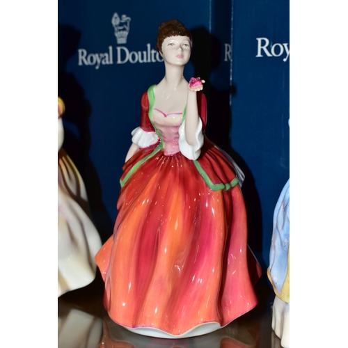 382 - FIVE BOXED ROYAL DOULTON FIGURES, 'Loyal Friend' HN3358, 'Victoria', HN2471, 'Christine' HN3767, 'Fl... 