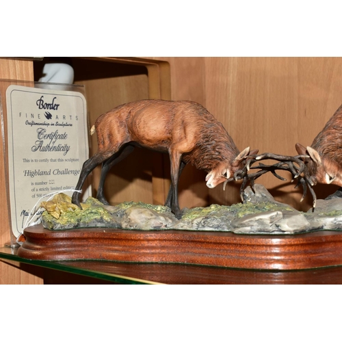 392 - A LIMITED EDITION BORDER FINE ARTS SCULPTURE, 'Highland Challenge' (pair of Stags fighting) L127, mo... 